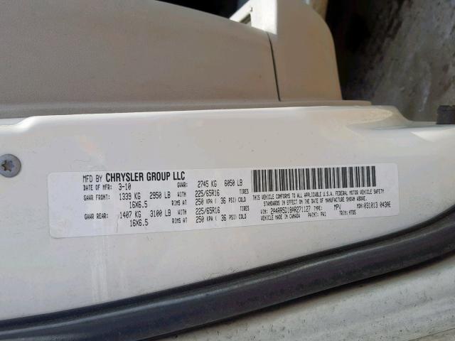 2A4RR5D18AR271127 - 2010 CHRYSLER TOWN & COU WHITE photo 10