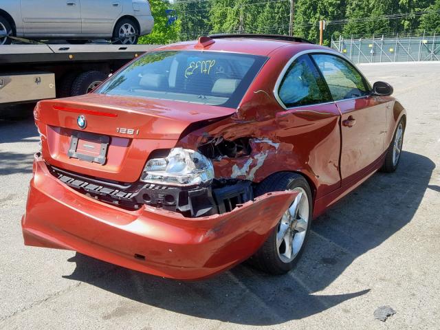 WBAUP73508VF09453 - 2008 BMW 128 I RED photo 4