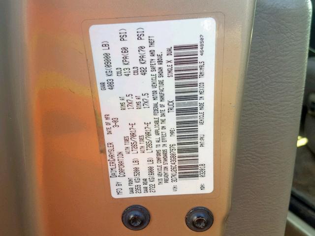 3D7KU26C43G807976 - 2003 DODGE RAM 2500 S ოქროსფერი ფოტო 10