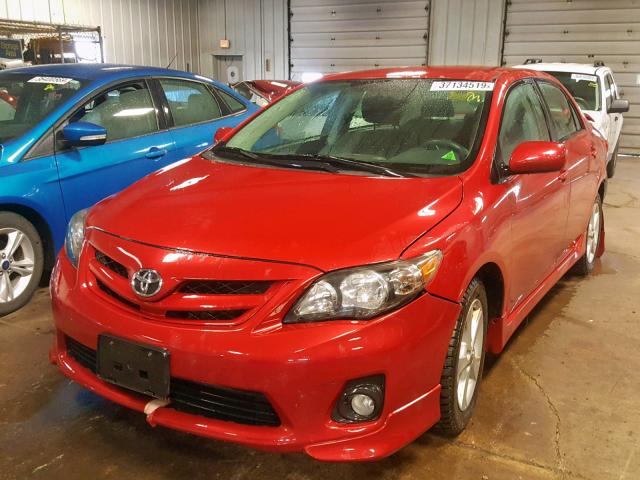 2T1BU4EE0BC666650 - 2011 TOYOTA COROLLA BA RED photo 2