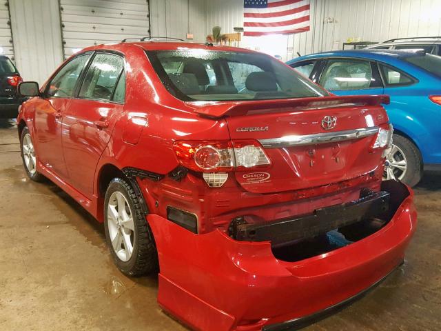 2T1BU4EE0BC666650 - 2011 TOYOTA COROLLA BA RED photo 3