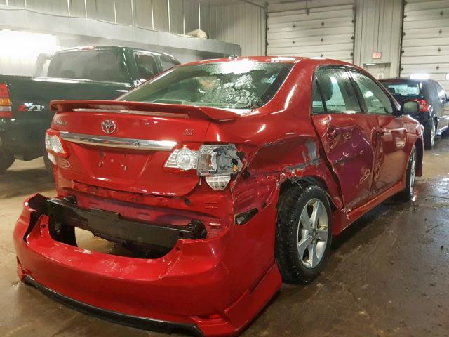 2T1BU4EE0BC666650 - 2011 TOYOTA COROLLA BA RED photo 4