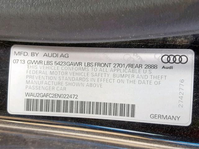 WAU2GAFC2EN022472 - 2014 AUDI A7 PRESTIG BLACK photo 10