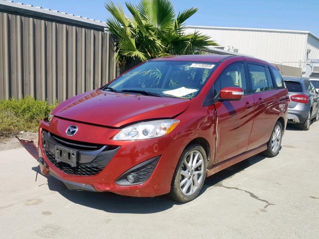 JM1CW2CL8D0152501 - 2013 MAZDA 5 RED photo 2