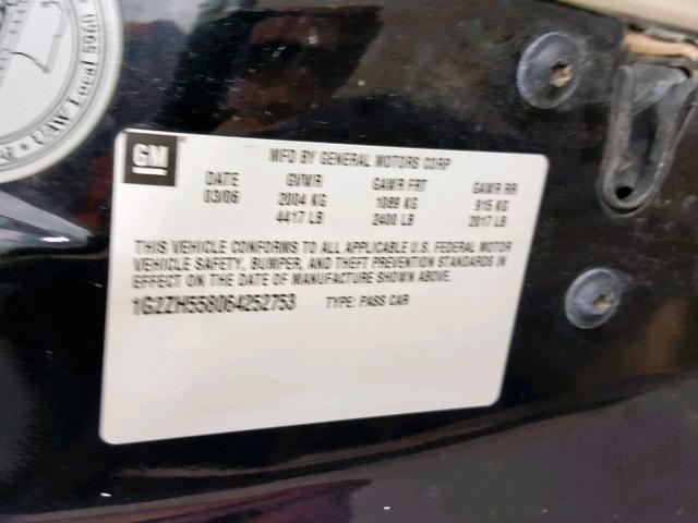 1G2ZH558064252753 - 2006 PONTIAC G6 GT BLACK photo 10