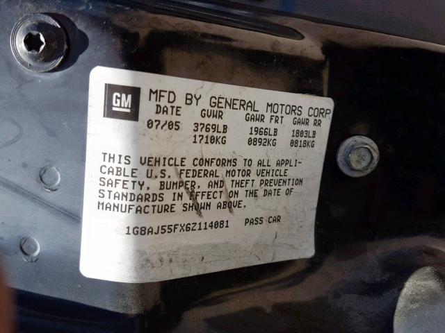 1G8AJ55FX6Z114081 - 2006 SATURN ION LEVEL TEAL photo 10