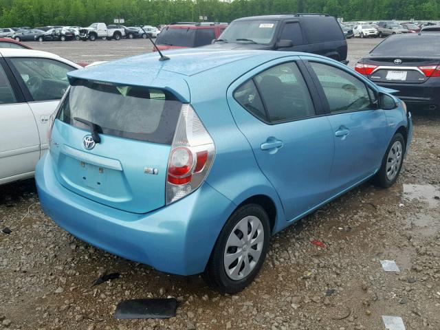 JTDKDTB39E1077148 - 2014 TOYOTA PRIUS C TURQUOISE photo 4