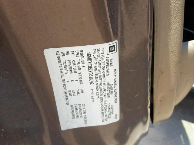 1GMDX03E2YD313992 - 2000 PONTIAC MONTANA BROWN photo 10