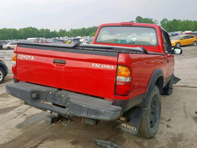 5TEPM62N31Z737225 - 2001 TOYOTA TACOMA RED photo 4