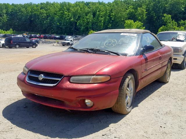 3C3EL55H8TT316833 - 1996 CHRYSLER SEBRING JX RED photo 2