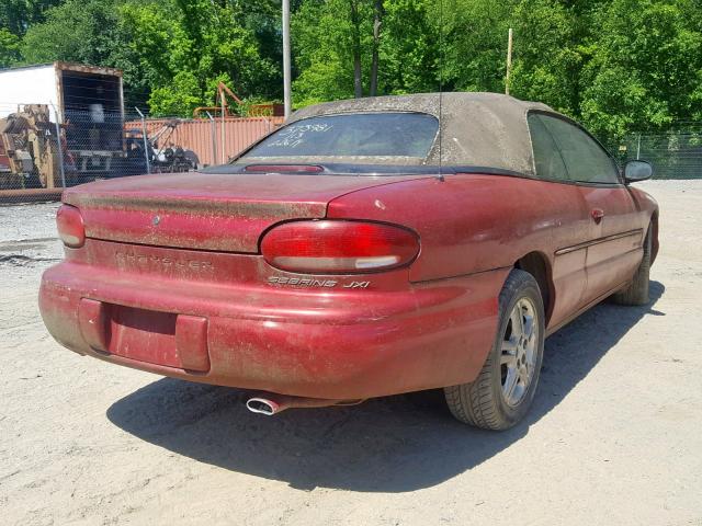 3C3EL55H8TT316833 - 1996 CHRYSLER SEBRING JX RED photo 4