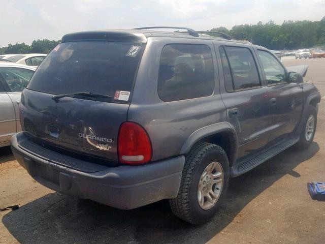 1D4HR38NX3F620191 - 2003 DODGE DURANGO SP GRAY photo 4