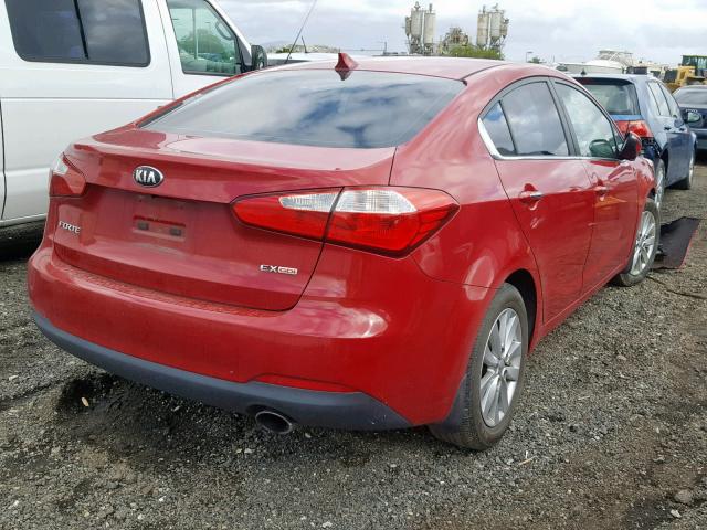 KNAFX4A89E5106245 - 2014 KIA FORTE EX RED photo 4