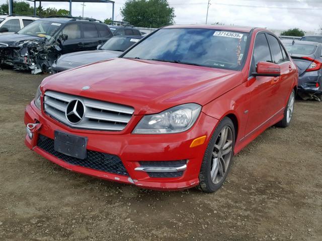 WDDGF4HB7CA628345 - 2012 MERCEDES-BENZ C 250 RED photo 2