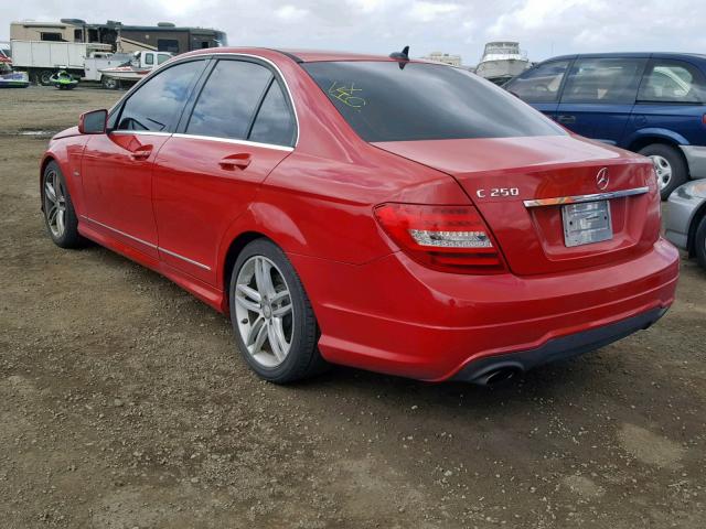 WDDGF4HB7CA628345 - 2012 MERCEDES-BENZ C 250 RED photo 3