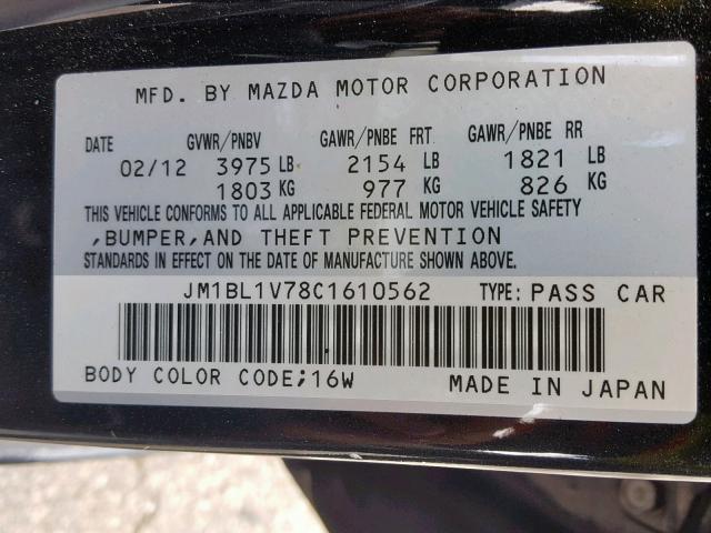 JM1BL1V78C1610562 - 2012 MAZDA 3 I BLACK photo 10