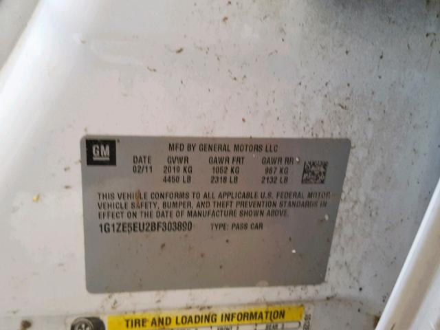 1G1ZE5EU2BF303890 - 2011 CHEVROLET MALIBU LTZ თეთრი ფოტო 10