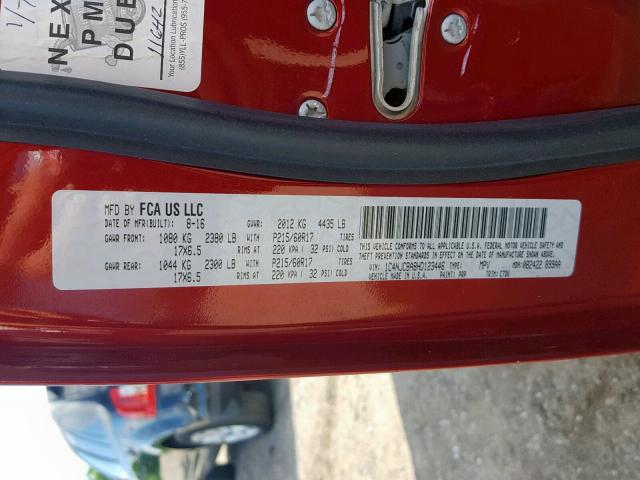 1C4NJCBA8HD123446 - 2017 JEEP COMPASS SP წითელი ფოტო 10