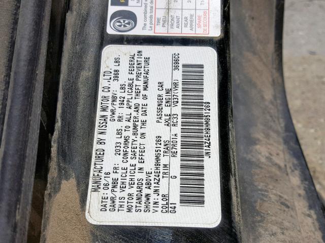 JN1AZ4EH9HM951269 - 2017 NISSAN 370Z BASE BLACK photo 10