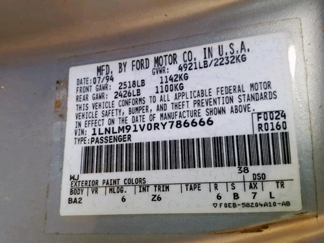 1LNLM91V0RY786666 - 1994 LINCOLN MARK VIII SILVER photo 10