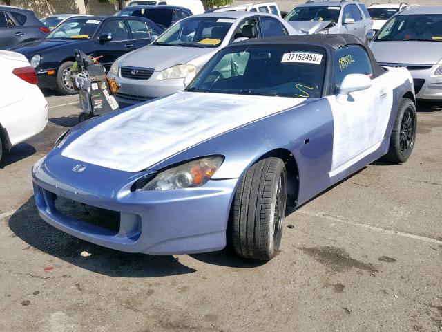 JHMAP21424T001327 - 2004 HONDA S2000 BLUE photo 2