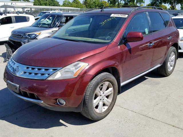 JN8AZ08W97W662304 - 2007 NISSAN MURANO SL MAROON photo 2