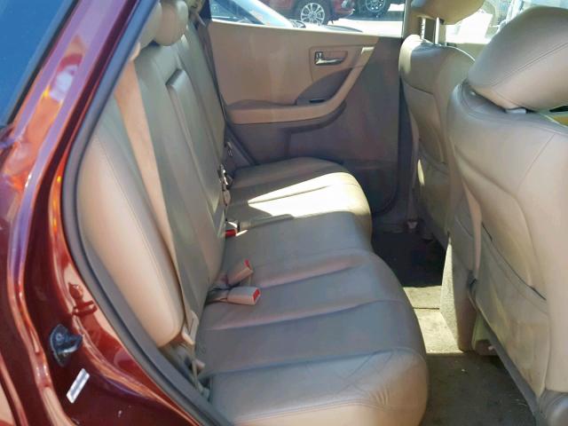 JN8AZ08W97W662304 - 2007 NISSAN MURANO SL MAROON photo 6