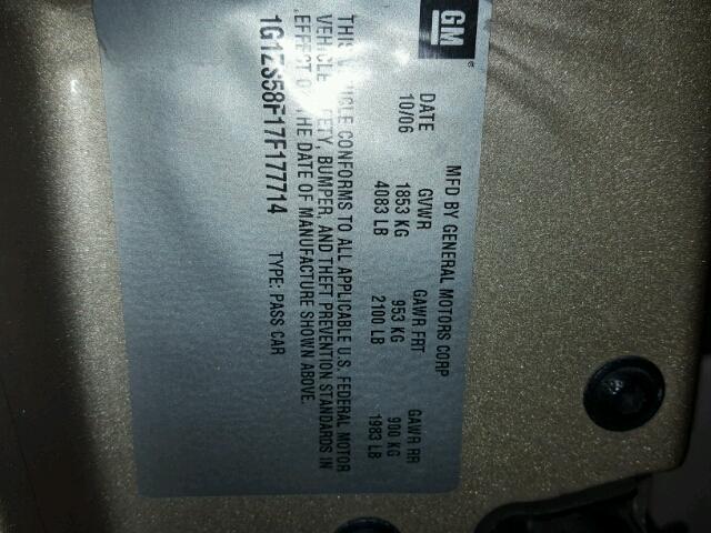 1G1ZS58F17F177714 - 2007 CHEVROLET MALIBU LS 棕色 照片 10