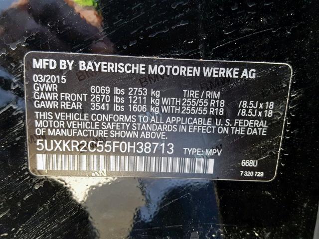 5UXKR2C55F0H38713 - 2015 BMW X5 SDRIVE3 BLACK photo 10
