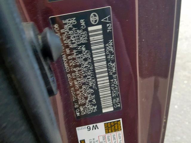 JTKDE177160140457 - 2006 TOYOTA SCION TC ბურგუნდია ფოტო 10