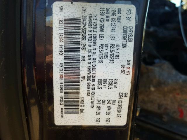 2B4GP45G2WR611246 - 1998 DODGE CARAVAN SE BURN photo 10