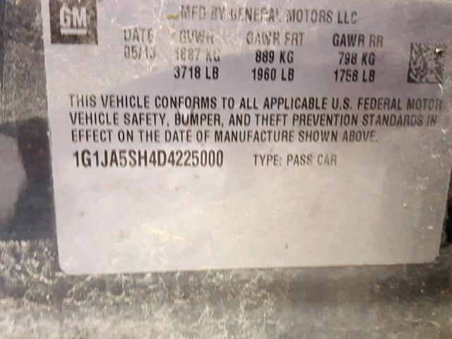 1G1JA5SH4D4225000 - 2013 CHEVROLET SONIC LS BLUE photo 10