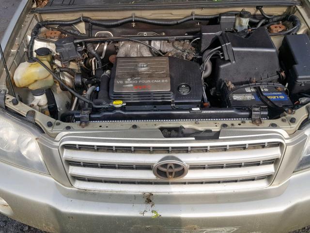 JTEHF21A910017395 - 2001 TOYOTA HIGHLANDER GOLD photo 7