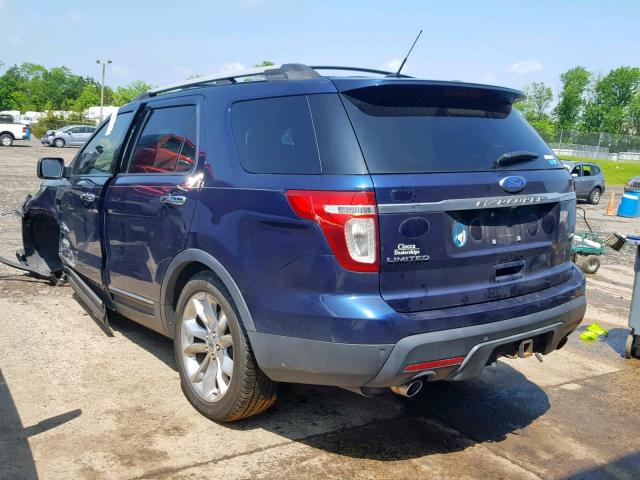 1FMHK8F88BGA40504 - 2011 FORD EXPLORER L BLUE photo 3