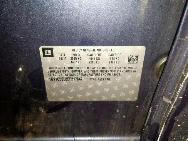 1G11C5SL8EF217647 - 2014 CHEVROLET MALIBU 1LT 蓝色 照片 10