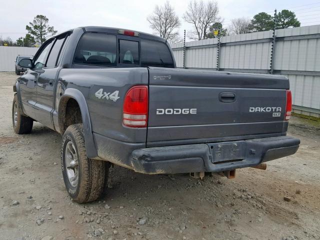 1D7HG38N54S510456 - 2004 DODGE DAKOTA QUA GRAY photo 3