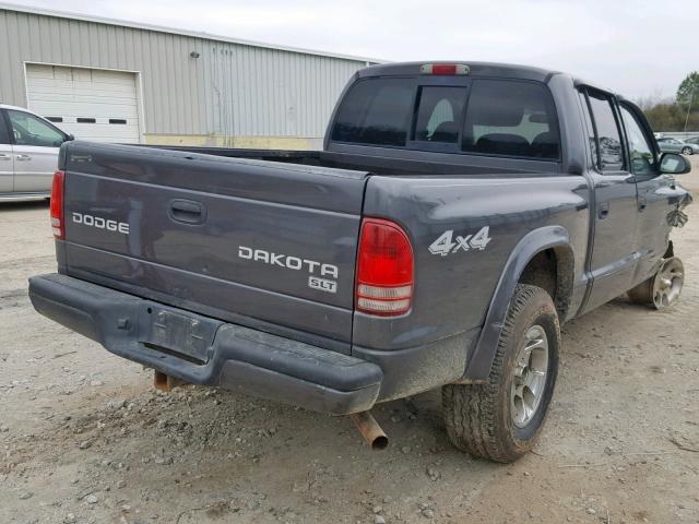 1D7HG38N54S510456 - 2004 DODGE DAKOTA QUA GRAY photo 4