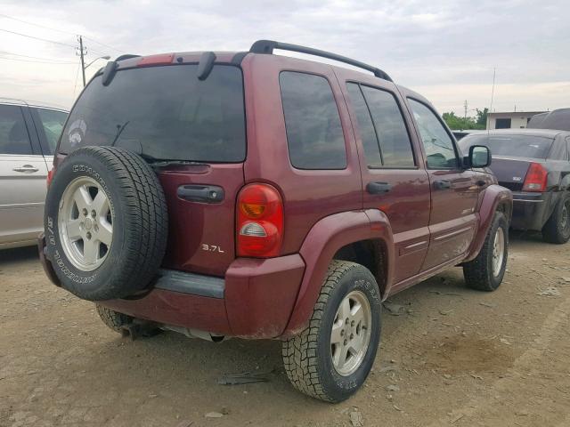 1J8GL58K92W193119 - 2002 JEEP LIBERTY LI BURGUNDY photo 4