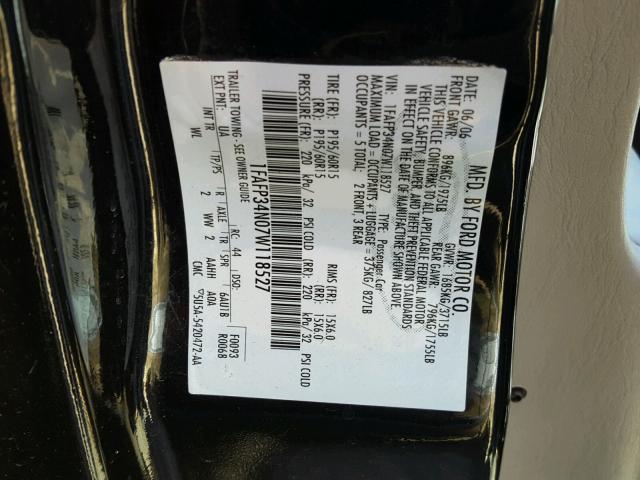 1FAFP34N07W118527 - 2007 FORD FOCUS ZX4 BLACK photo 10