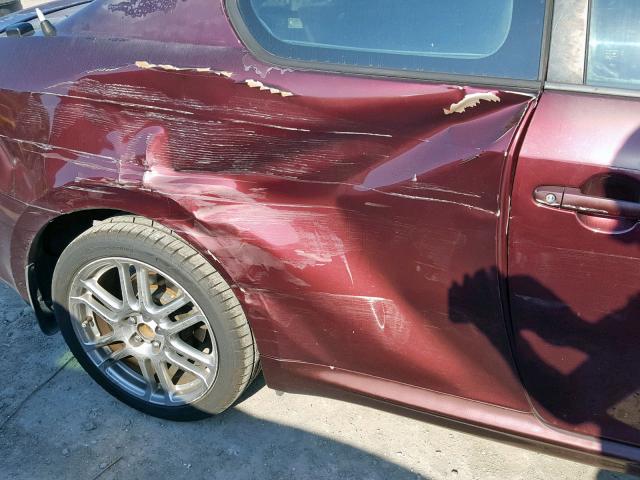 JTKDE177260114546 - 2006 TOYOTA SCION TC BURGUNDY photo 9