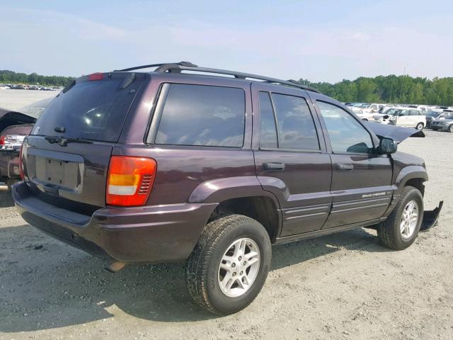 1J4GW48S44C304263 - 2004 JEEP GRAND CHER BURGUNDY photo 4