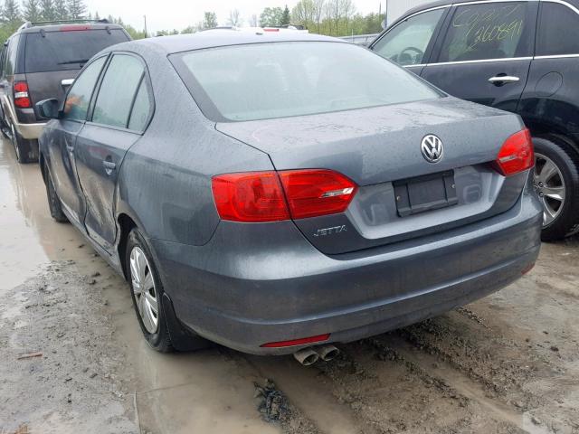 3VW2K7AJ8DM350088 - 2013 VOLKSWAGEN JETTA BASE GRAY photo 3