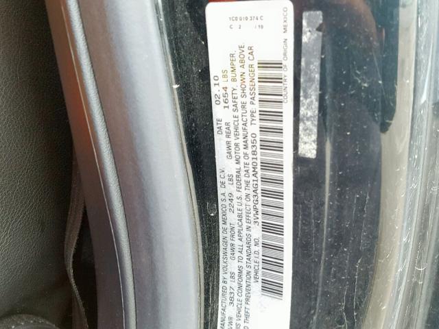 3VWPG3AG1AM018350 - 2010 VOLKSWAGEN NEW BEETLE შავი ფოტო 10