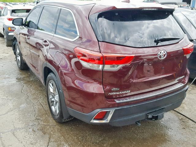 5TDDZRFH5KS920800 - 2019 TOYOTA HIGHLANDER MAROON photo 3