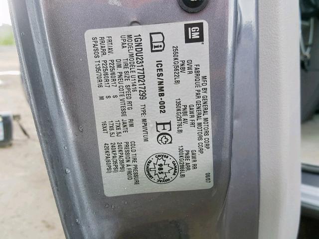 1GNDU23177D217299 - 2007 CHEVROLET UPLANDER L 灰色 照片 10