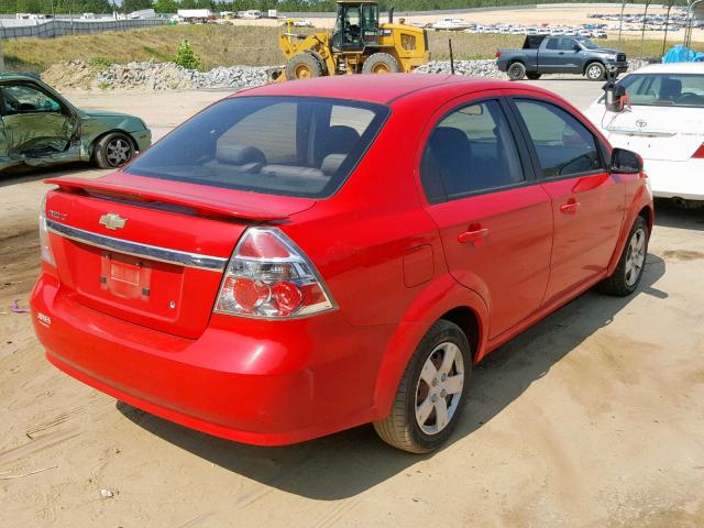 KL1TD56E49B622059 - 2009 CHEVROLET AVEO LS RED photo 4