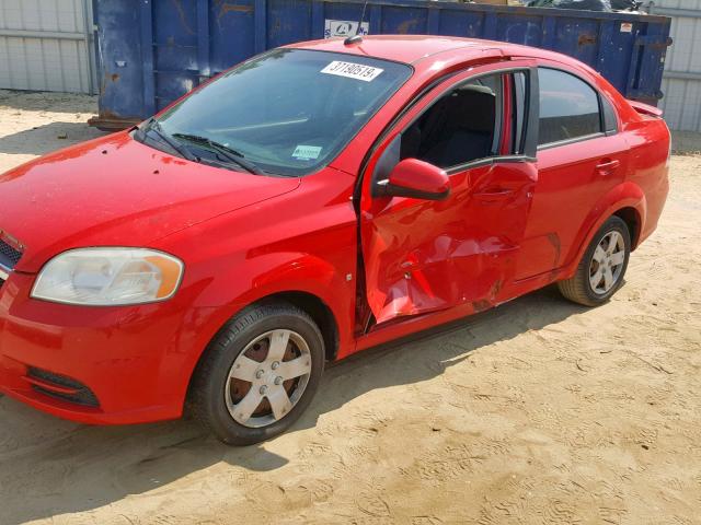 KL1TD56E49B622059 - 2009 CHEVROLET AVEO LS RED photo 9