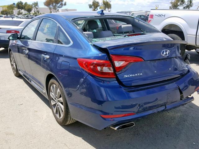 5NPE34AF4HH474006 - 2017 HYUNDAI SONATA SPO BLUE photo 3