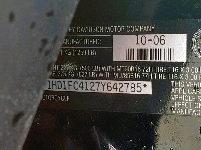 1HD1FC4127Y642785 - 2007 HARLEY-DAVIDSON FLHTCUI BLUE photo 10