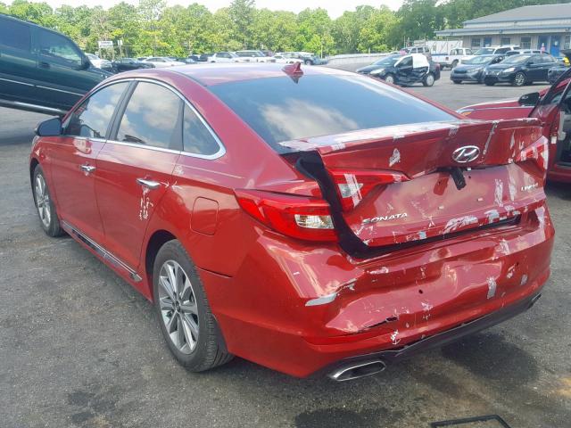 5NPE34AF7HH571328 - 2017 HYUNDAI SONATA SPO RED photo 3